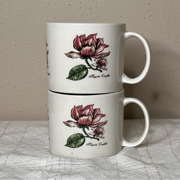 Tabletop unlimited Botanical Gardens Magnolia Floral Ceramic Mugs Set - Picture 3 of 7